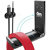 Foldable Headphone Stand Hanger Hook with Cable Clip Wall Mount Strong Adhesive Desk Clamp Save Space Metal Headphone Headset Holder for Universal Headphones PS4 PC Gaming Headsets, 6A-1202BK